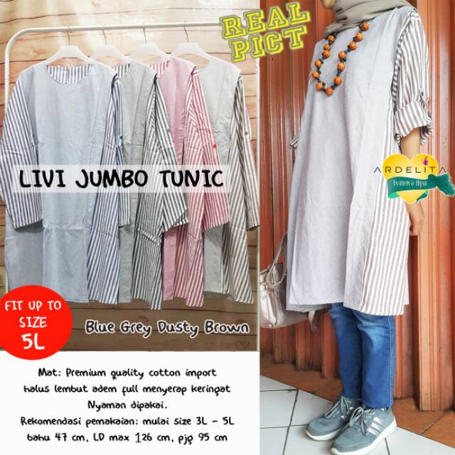 LIVI TUNIK SUPER JUMBO ORI/ATASAN JUMBO/BAJU WANITA JUMBO/BAJU WANITA BIG SIZE