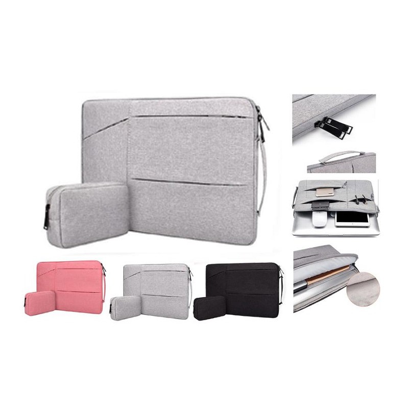 Tas Laptop Macbook Air Pro Softcase Jinjing Pocket Set Nylon 11 12 13 14 15 16 inch