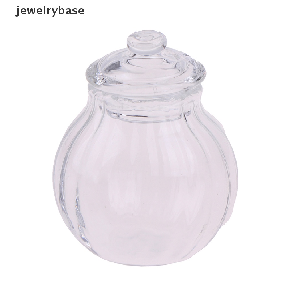 Base Mainan Miniatur Toples Permen Bulat Bahan Kaca Untuk Aksesoris Rumah Boneka 1: 12