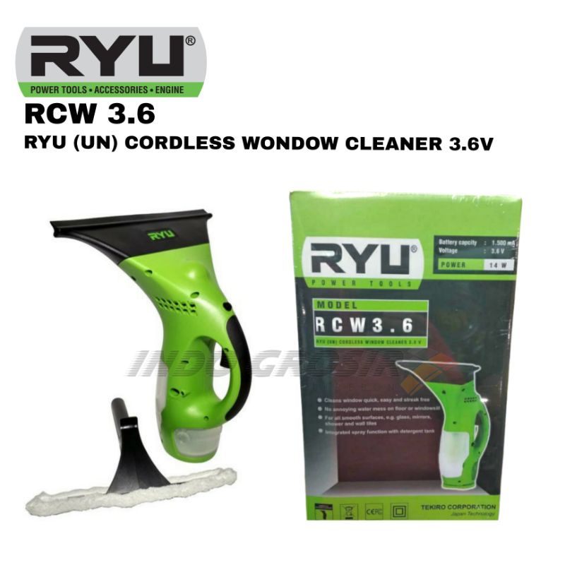 RYU RCW 3.6 Mesin Pembersih Kaca Jendela Wiper Cordless Window Cleaner