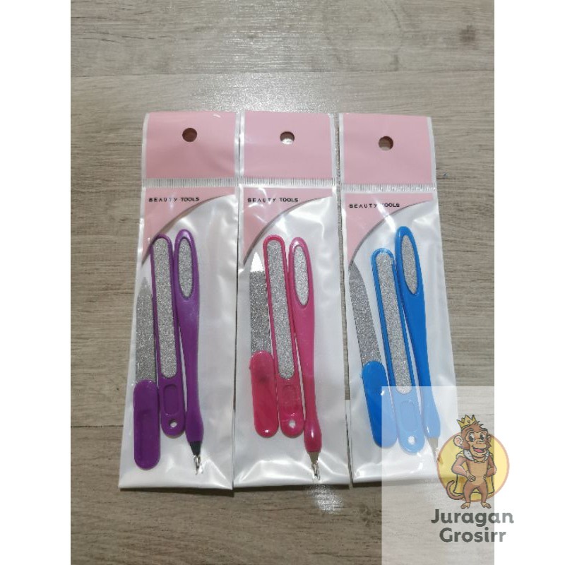 JG - ALAT MENIPEDI SET MENICURE PEDICURE SET ISI 3 / ALAT KIKIR KUKU / ASAHAN KUKU / PEMBERSIH KUKU