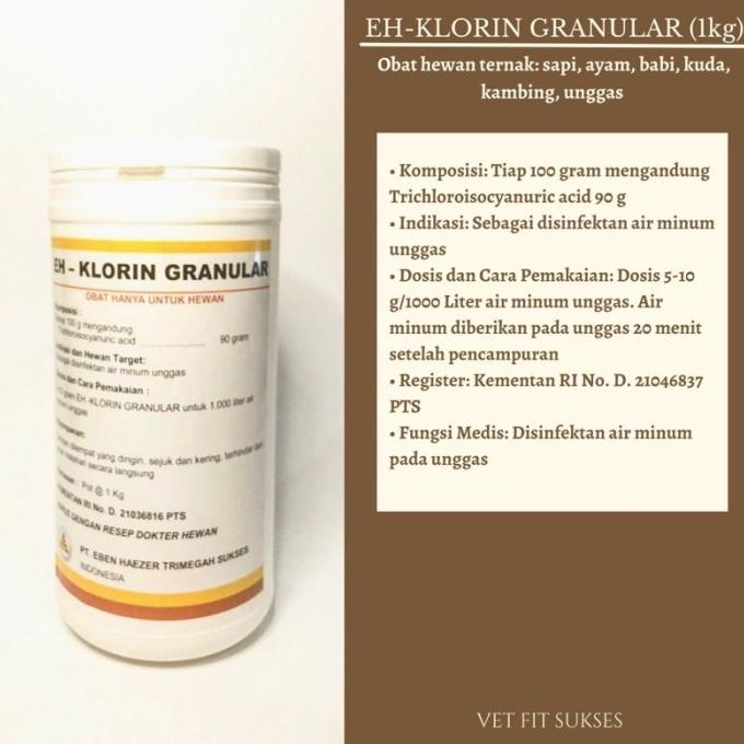 Eh-Klorin Granular 1Kg - Obat Hewan Ternak Sapi Ayam Babi Kuda Kambing