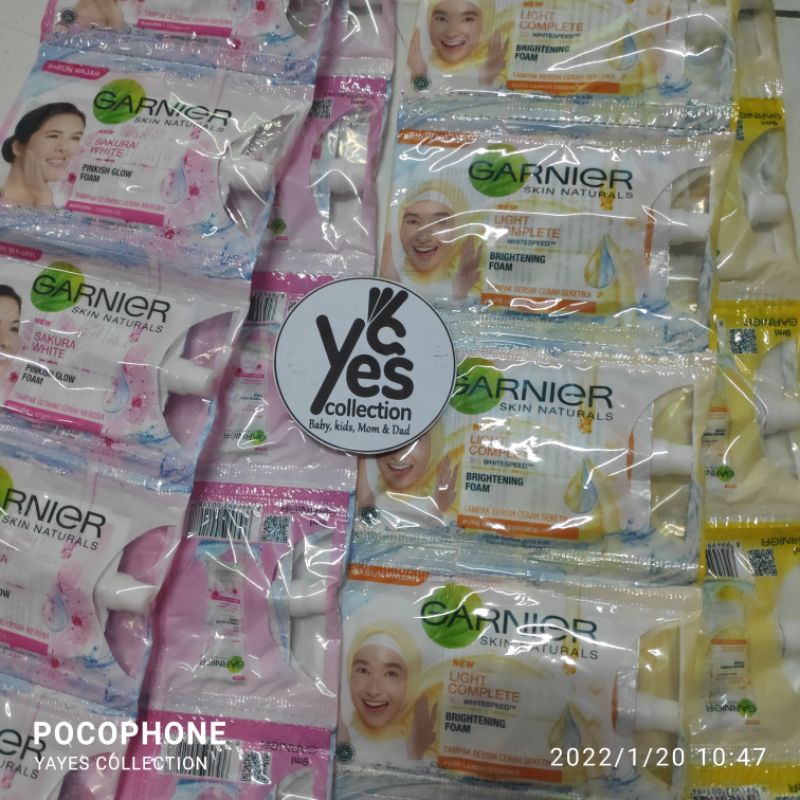 COD Garnier Sabun Pembersih wajah facial foam 1 PCS sachet Lightening Sakura pure active oil control sakura brightening