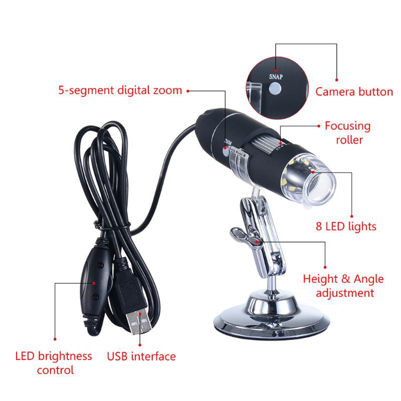 Microscope Mikroskop USB Digital Zoom Magnifier Monokuler Kamera Pembesar Elektronik Endoscope 1000X &amp; 1600X