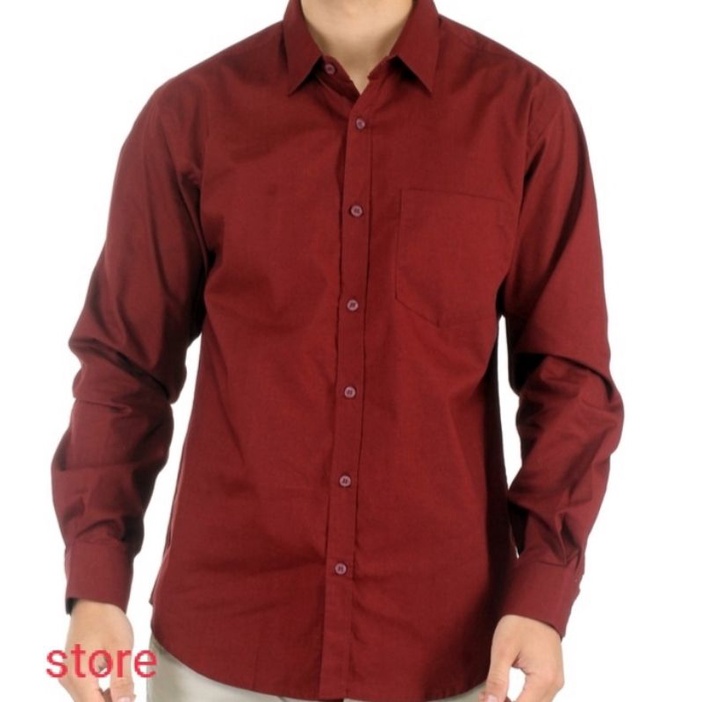 KEMEJA POLOS CASUAL SLIMPIT PRIA LANGAN PANJANG BAHAN IMPORT