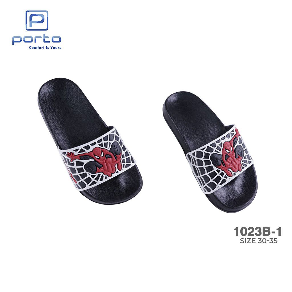 Sandal selop anak laki-laki karakter Spiderman merk Porto 1023B-1 30-35