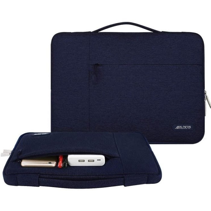 Tas Laptop Jinjng Mosiso Handstrap Shockproof 14 15 inch - navy blue