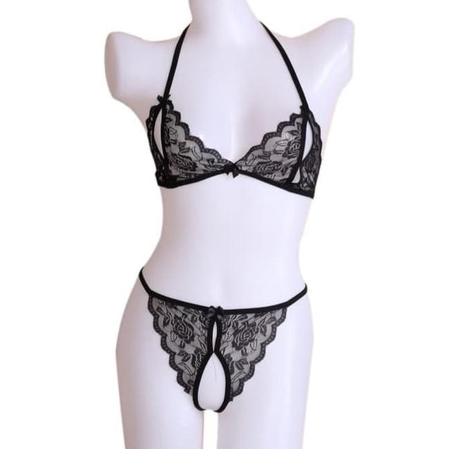 ♤ Braset Bra BH dan CD Thong Gstring Set Seserahan Seksi Wanita Cewek - Merah Muda ♣