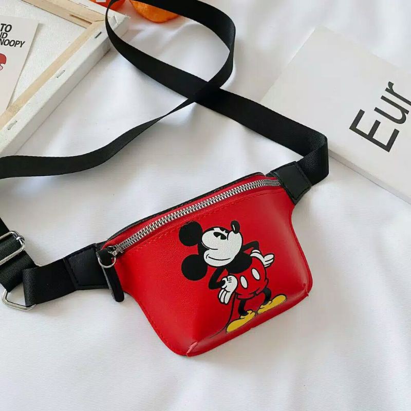 Tas slempang mickey anak /waistbag mickey/waistbag anak