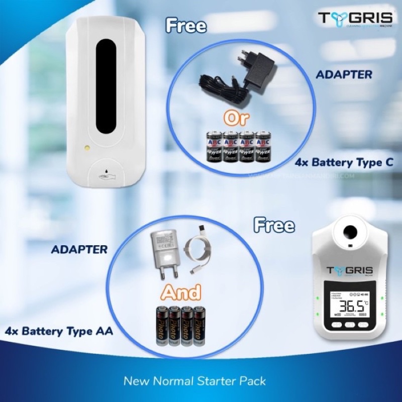 ALAT DISPENSER OTOMATIS HAND SANITIZER 1000 ML &amp; TERMOMETER INFRARED