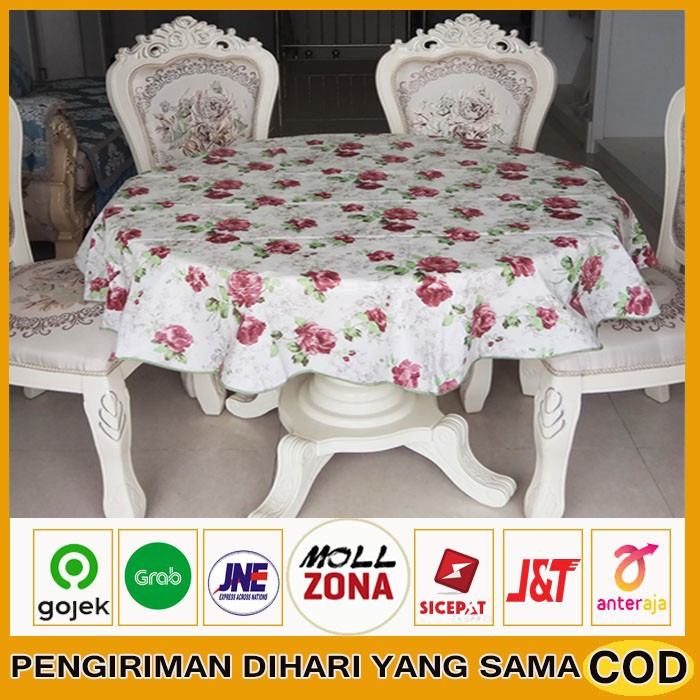  TAPLAK MEJA MAKAN BULAT  ANTI AIR UKURAN BESAR 150X150 CM 