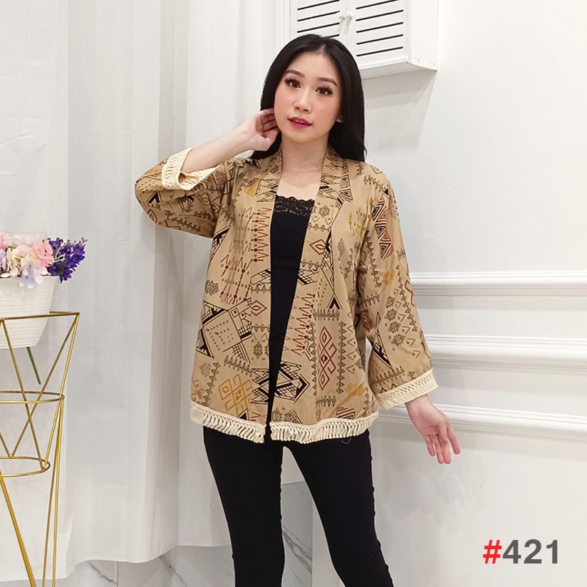 𝑱𝒂𝒌𝒂𝒓𝒕𝒂𝑭𝒂𝒔𝒉𝒊𝒐𝒏 outer bohemian kardigan kimono cardigan katun batik motif etnik lengan 7/8 boho