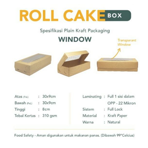 Kraft LongCake Box WINDOW / Box Brownies Panjang Window / Kraft Box Kue Panjang