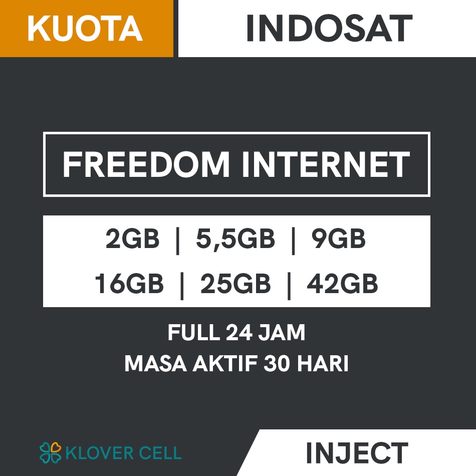 Inject Kuota INDOSAT Freedom Internet 2GB 5,5GB 9GB 16GB 25GB 42GB Paket Data Internet IM3 M3 Murah