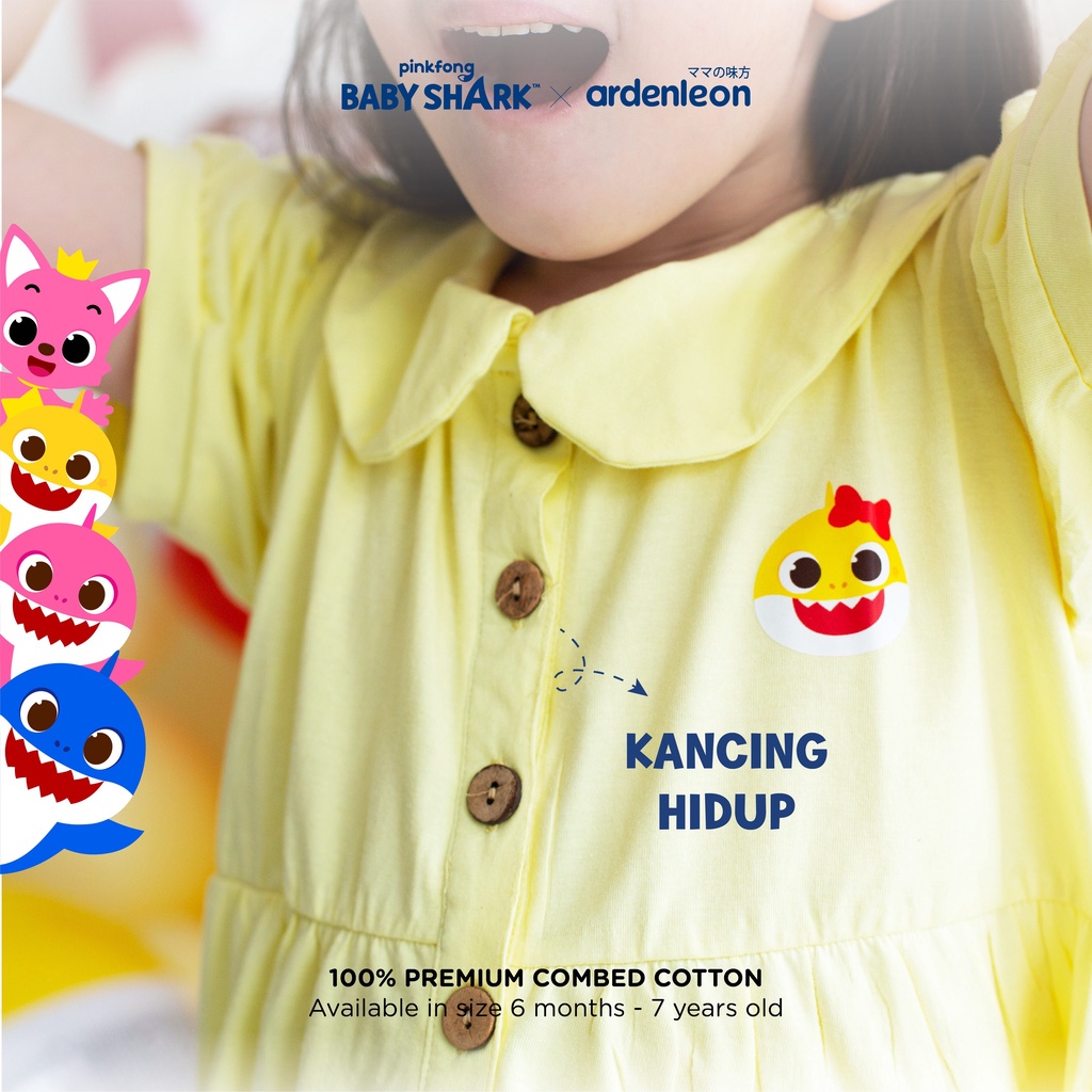 Baju Bayi Dress Rok Anak Perempuan Ardenleon Pinkfong Baby Shark Collar 6 12 Bulan 1 - 4 Tahun