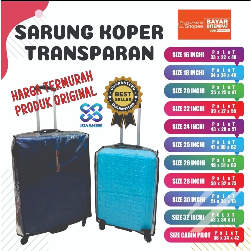 20&quot; Sarung Pelindung Koper Plastik Mika Transparant ukuran 20in - Hitam