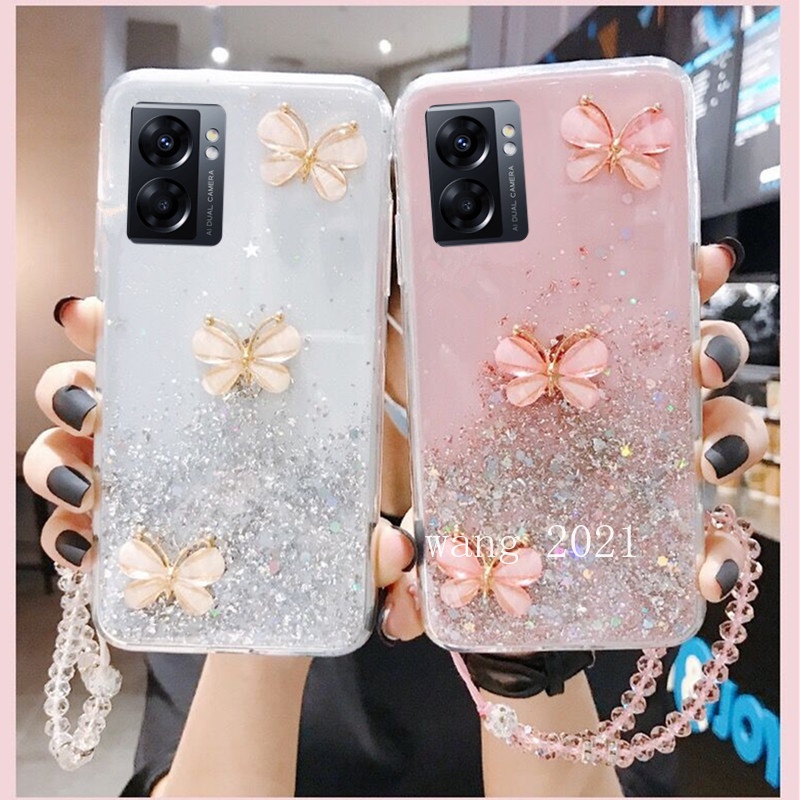 casing soft case glitter motif kupu kupu untuk oppo a77 5g a57 a96 a76 4g 2022