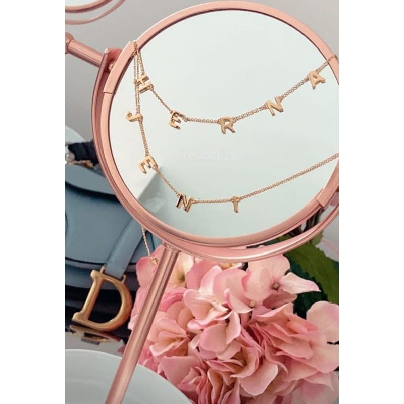 Kalung Nama Double Layer Kalung 2 Layer Ukir Nama Lapis Emas Premium Kalung Wanita Inisial Nama Unik