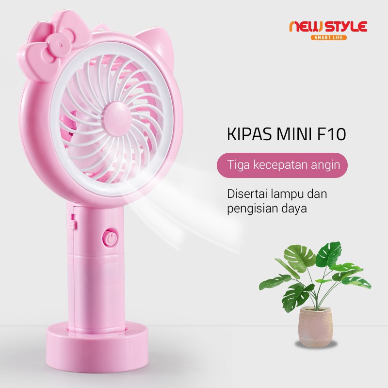 Kipas Mini Tancap Genggam Lipat Portable LED Karakter