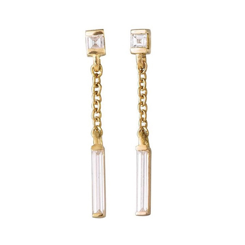 Anting Rantai Geometris Cubic Zirconia Serbaguna Untuk Wanita