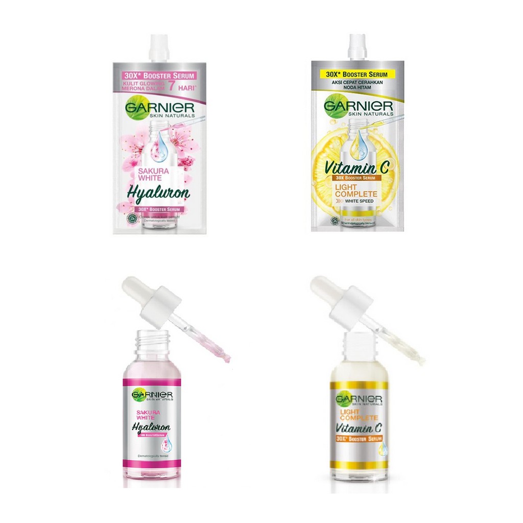 ⭐BAGUS⭐ GARNIER BOOSTER SERUM | Light Complete / Sakura White 7.5ml / 30ml Sachet / Botol