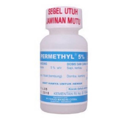 PERMETHYL 5% 25 ML - Obat Kembung Hewan Kelinci / Kucing / Anjing