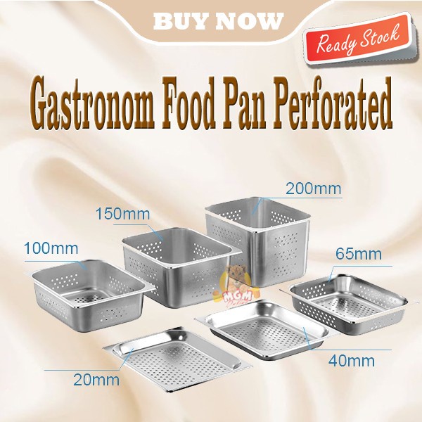 Food Pan Stainless 1/3 Tinggi 65mm Perforated LUBANG Gastronorm