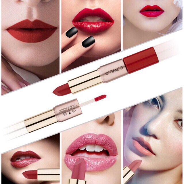 O.TWO.O 2 In 1 Lipstick + Lip Gloss Velvet Matte Texture Long Lasting Waterproof