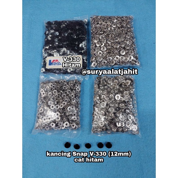 kancing jepret V-330 (12.5mm) Cat hitam 1pak@5grs rp.143.500/5gros