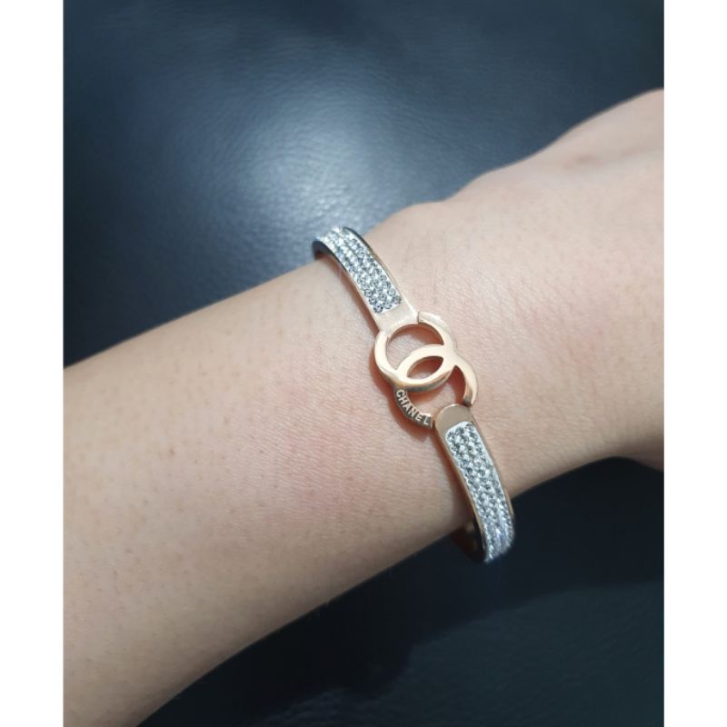 Gelang Titanium Asli Channel Rosegold Premium Anti Karat Anti Alergi Bracelet Stainless Steel Ori 20193