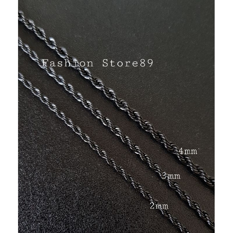 Kalung Tambang Titanium black import dijamin Antikarat bestseller bestquality premium Titanium hitam