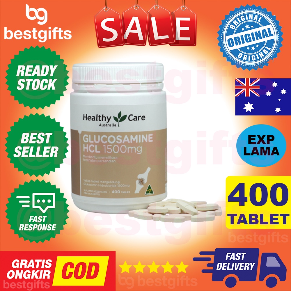 HEALTHY CARE AUSTRALIA GLUCOSAMINE HCL 1500 MG VITAMIN GLUKOSAMIN RADANG SENDI TULANG 400 TABLET