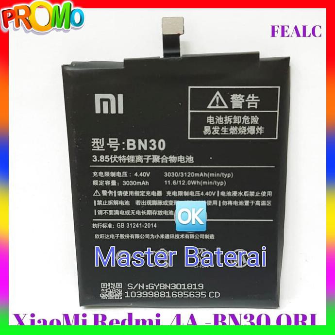 Acc Hp Baterai Xiaomi Redmi 4A Redmi4A Code Batrai Bn 30 Batrai Siaomi Ori