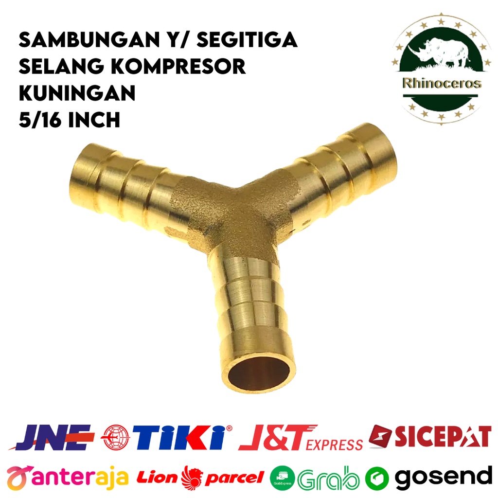 Sambungan Selang Kuningan Y Kompresor 5/16Inch Neple 3 Cabang 8mm