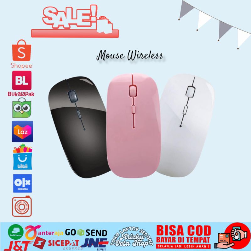 Mouse Wireless murah warna pink hitam putih ready stok