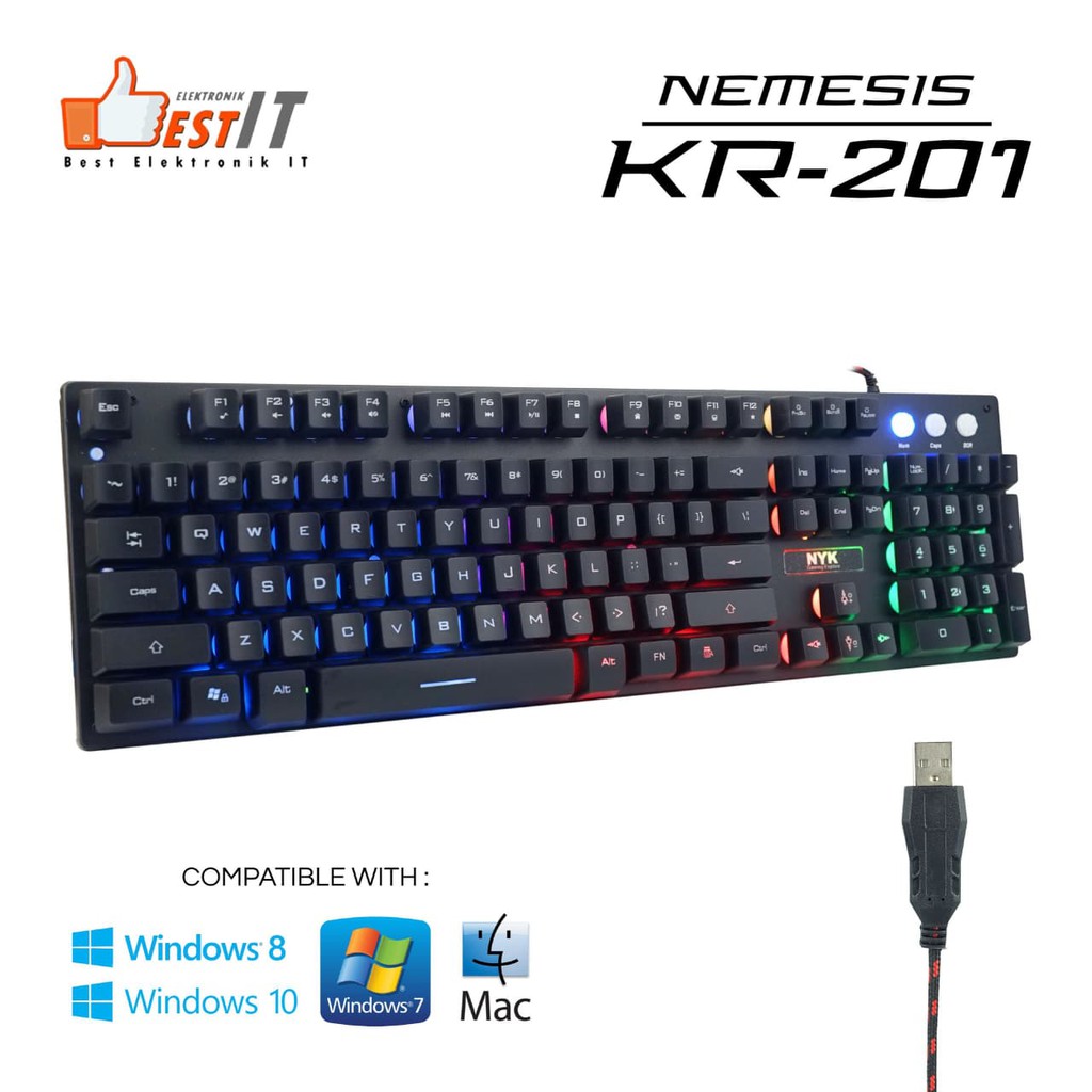 Keyboard Komputer Laptop Mechanical Gaming NYK KR-201 Gaming Keyboard Pc Laptop