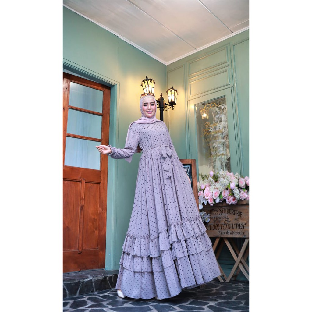 Gamis Fashion Muslima Afsha polka By Glamz