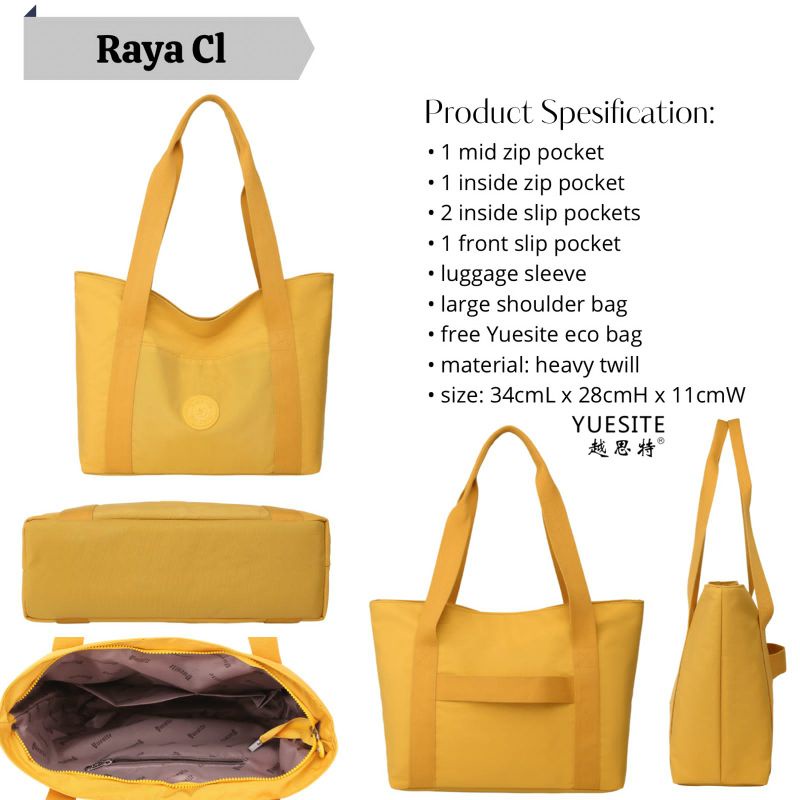 YUESITE RAYA POLOS IMPORT TAS BAHU WANITA TOTE BAG TRAVEL ANTI AIR CYUTEBAGS