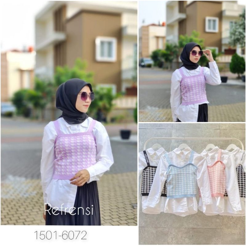 Kemeja wanita dan vest wanita premium blouse wanita import atasan rompi rajut wanita