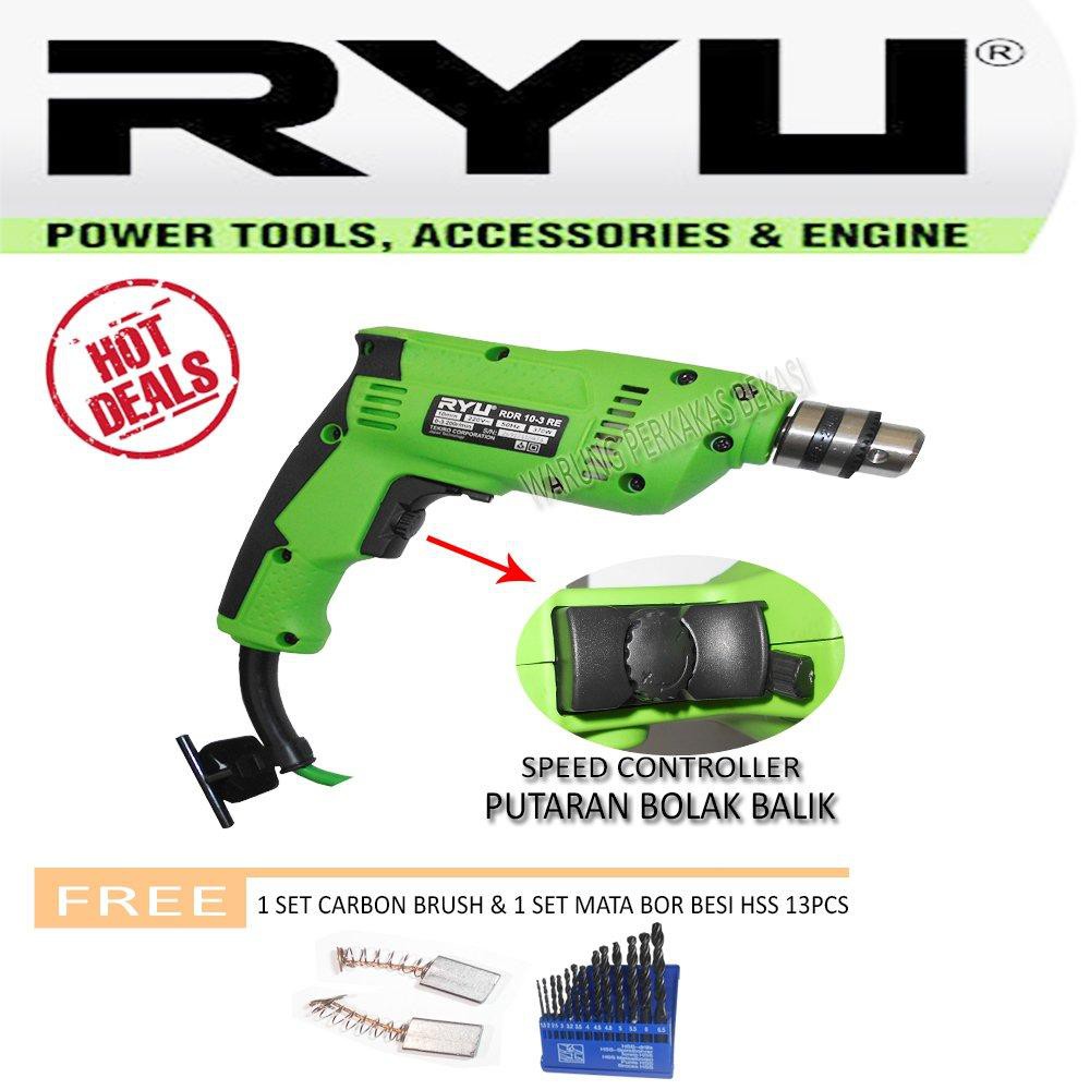 Tekiro Ryu Mesin Bor Tangan Listrik 10 Mm 10mm Free Mata Bor Set 13