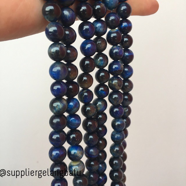 supplier gelang kalung blue tiger eye biru 8mm natural top seller