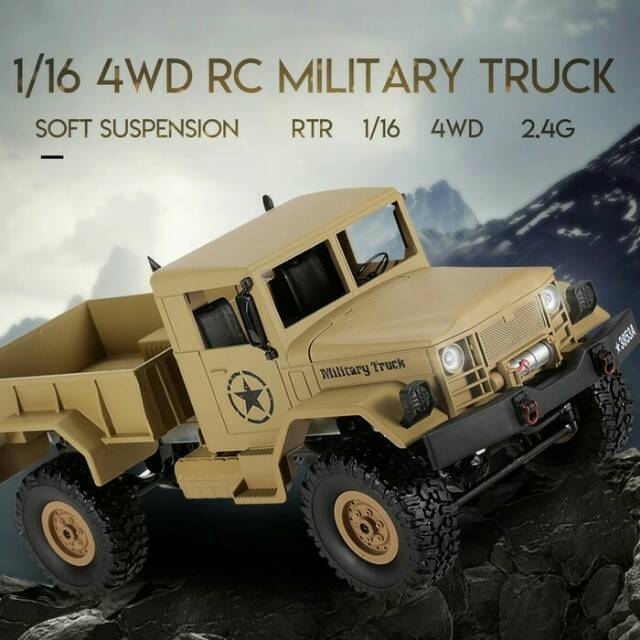 Truck remot kontrol military skala 1:16 rc truck wpl henglong 4wd