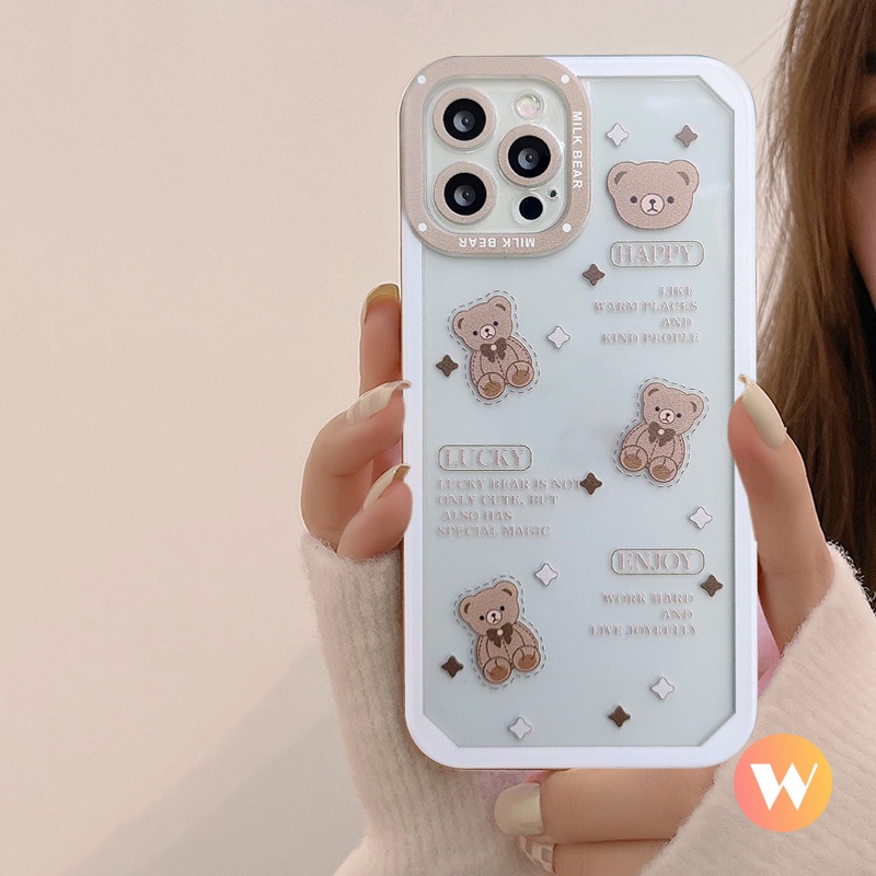 Casing Ponsel Kompatibel Untuk iPhone XS Max X XR 78 Plus 11 13 14 12 Pro Max 6 6S Plus Se2020Mata Malaikat Transparan Kartun Boneka Kecil Beruang TPU Soft Lens Cover Pelindung