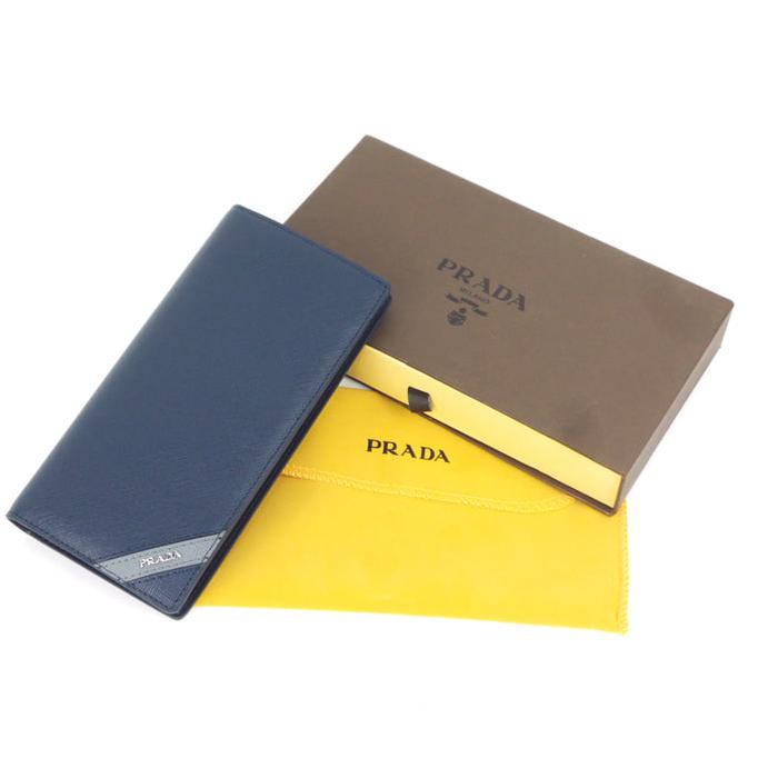 607J Dompet Panjang Pria Kulit Asli Murah Terbaik - Prada Sua-2621 Blue Top