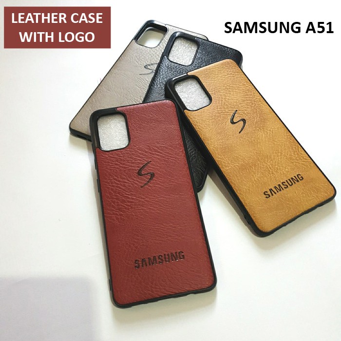 Samsung Galaxy A51 Logo Leather Soft Case Softcase Casing Cover Sarung Kesing Kulit Keren