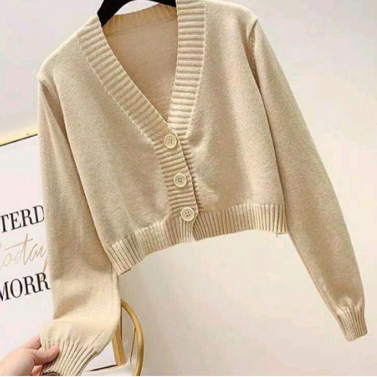 "BDG. 52474" DC_Cardy Rajut Crop Luna/Crop Top/Baju Rajut Atasan Wanita/Kancing 3