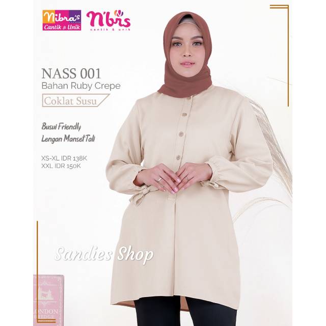 NIBRAS NASS 01 COKLAT SUSU CANTIK ATASAN CASUAL MURAH TERBARU BEST SELLER KEMEJA BLOUSE MUSLIM WANIT