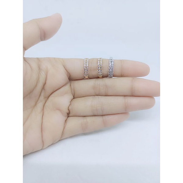 CINCIN LISTRING MP 2 BARIS  UKURAN TANGGUNG / CINCIN PERAK ASLI SILVER 925 LAPIS EMAS/ CINCIN FASHION WANITA TERBARU