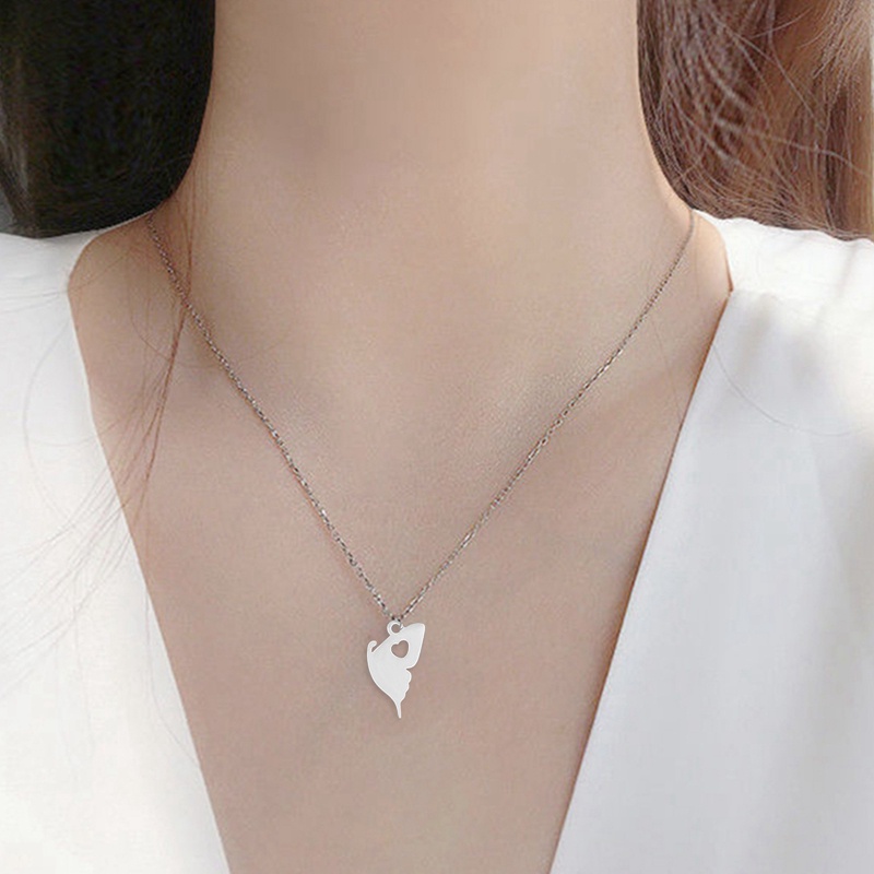 Kalung Liontin Butterfly Heart Bahan Stainless Steel Untuk Wanita