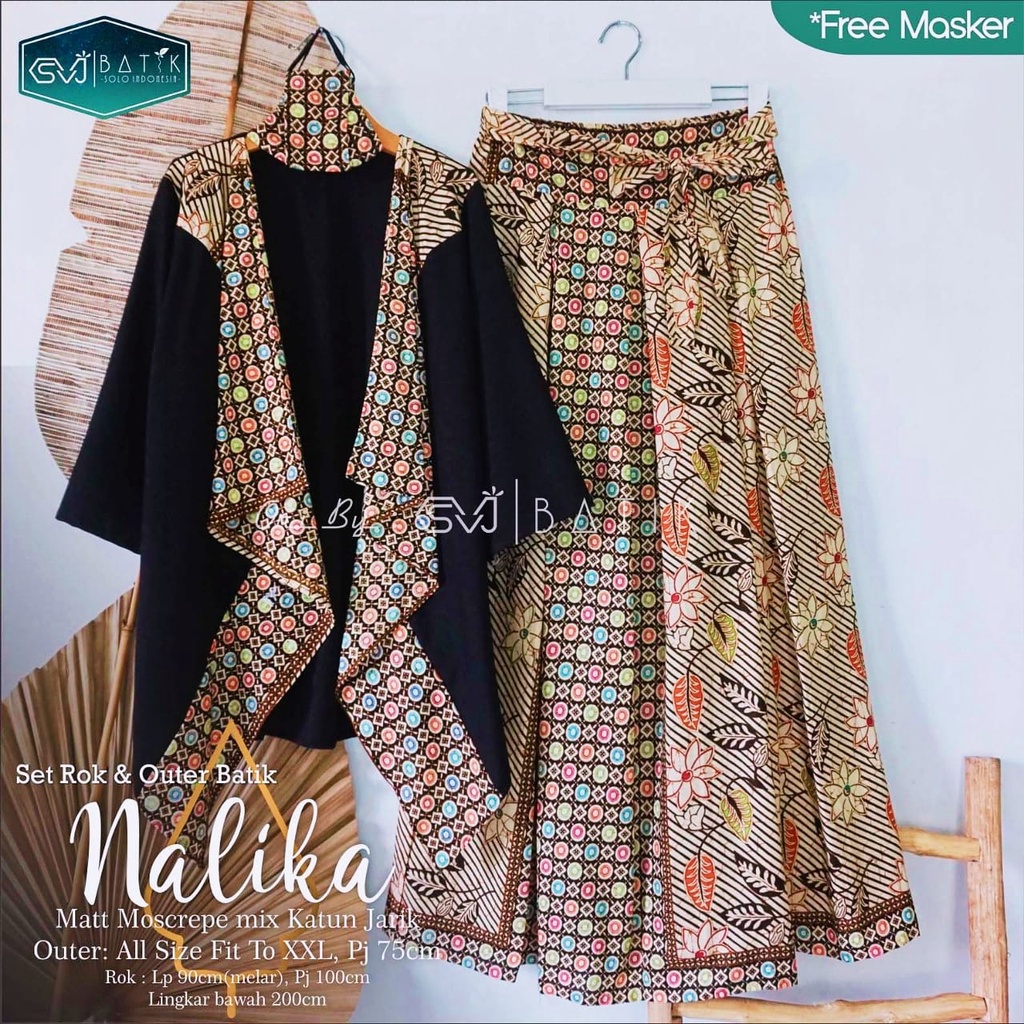 BATIK WANITA MODERN REMAJA SETELAN BATIK TERBARU OUTER ROK NALIKA ORIGINAL BY SVJ